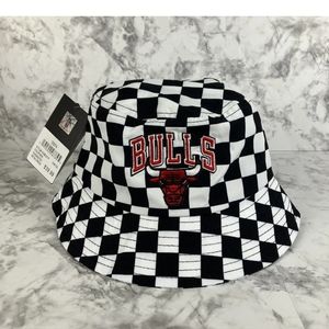 NBA Chicago Bulls Black & White Checkered Bucket Hat Adult Women Men